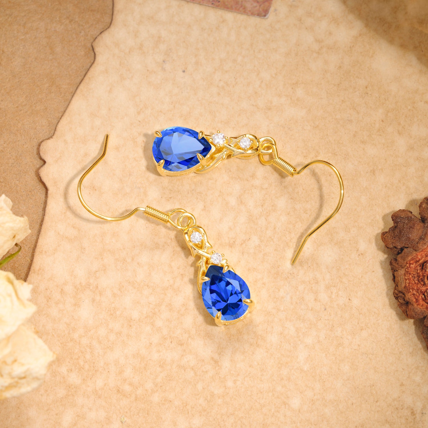 Elegant Pear Cut Sapphire Earrings