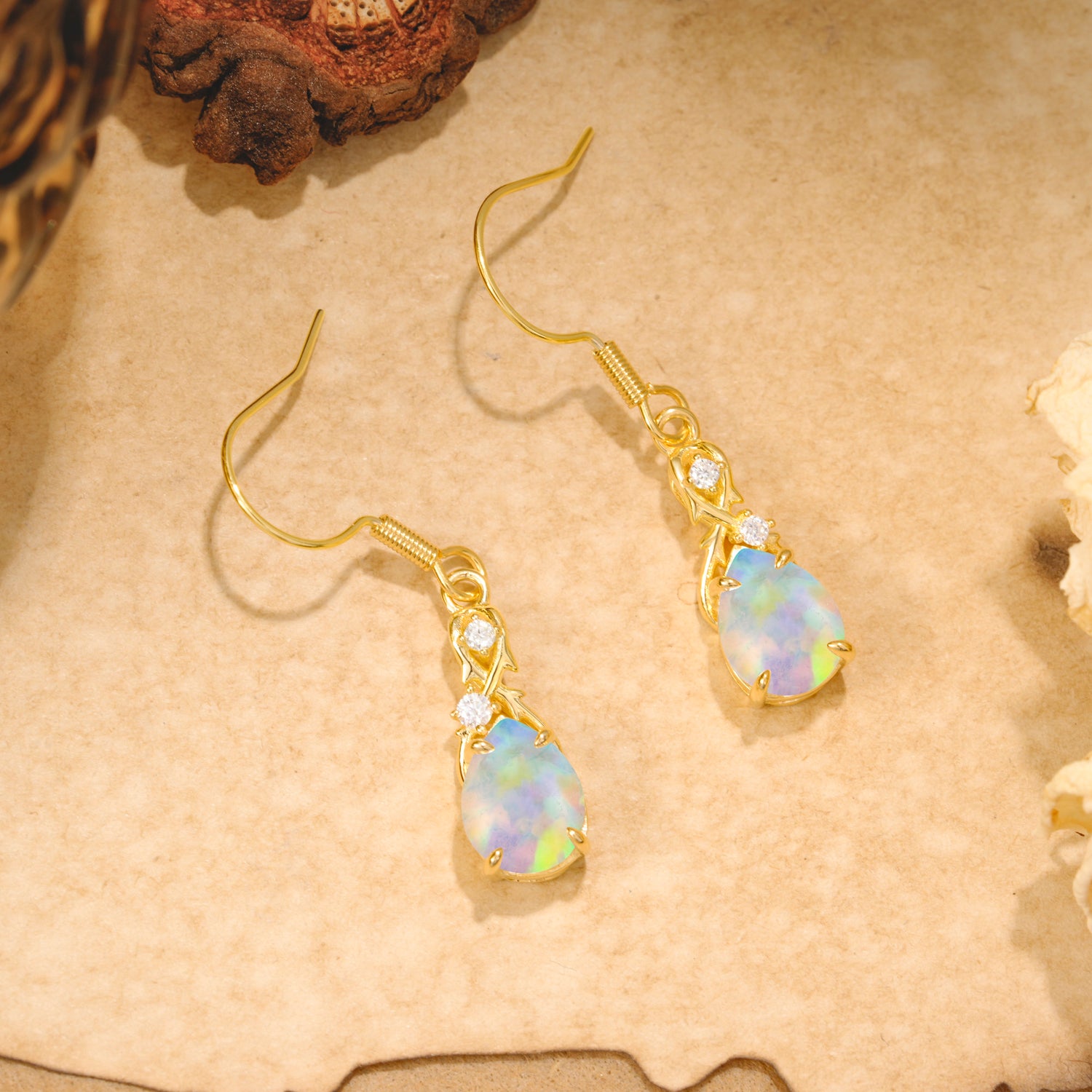 Elegant Pear Cut Opal Earrings