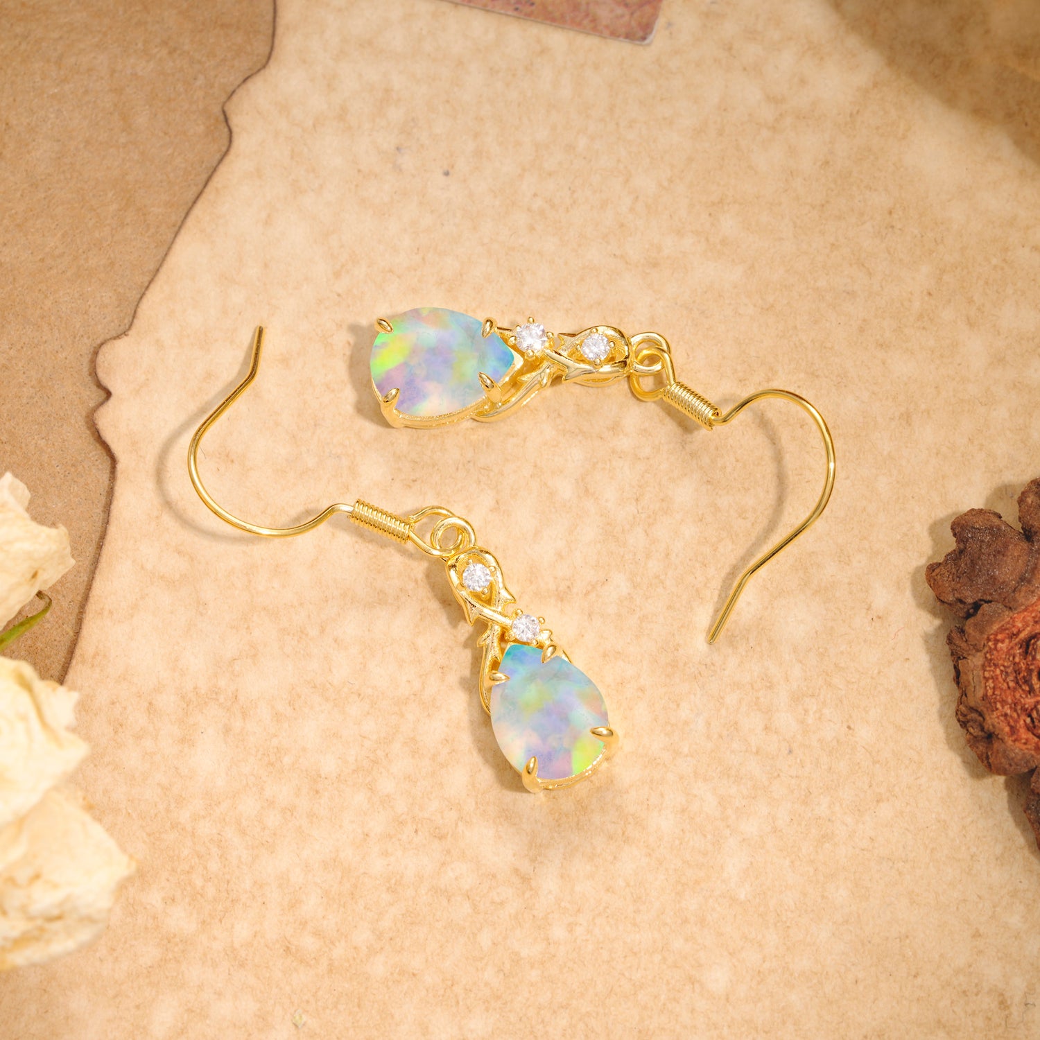Elegant Pear Cut Opal Earrings