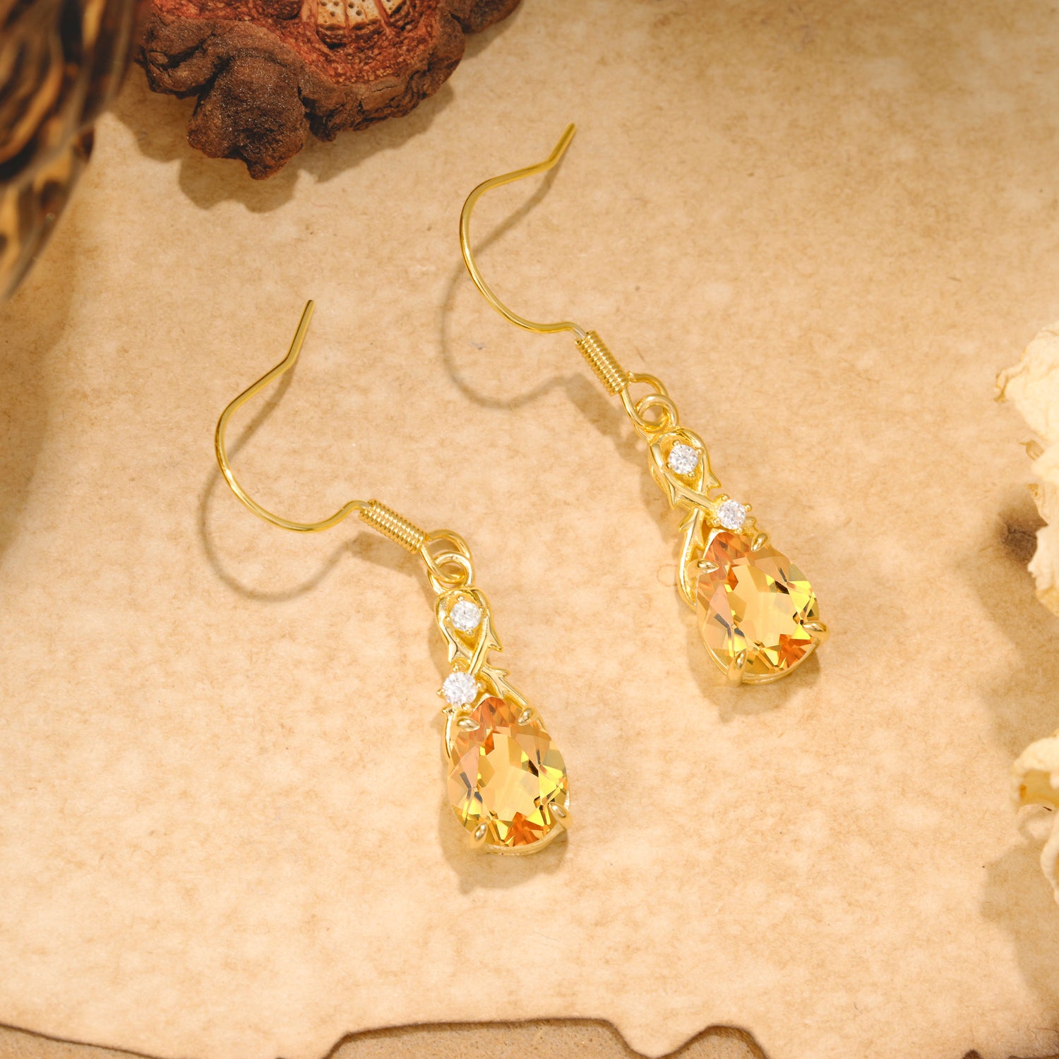 Elegant Pear Cut Citrine Earrings