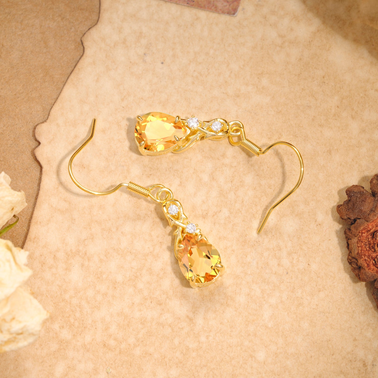 Elegant Pear Cut Citrine Earrings