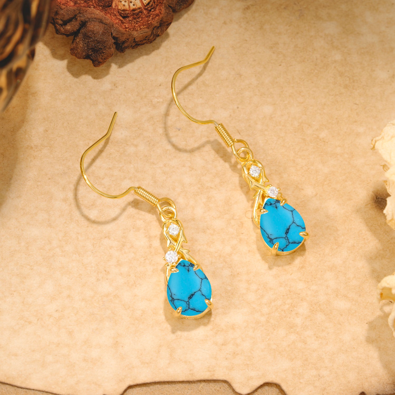 Elegant Pear Cut Turquoise Earrings