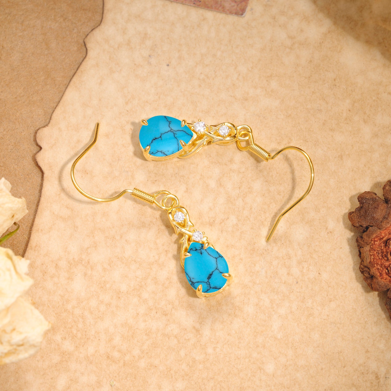 Elegant Pear Cut Turquoise Earrings