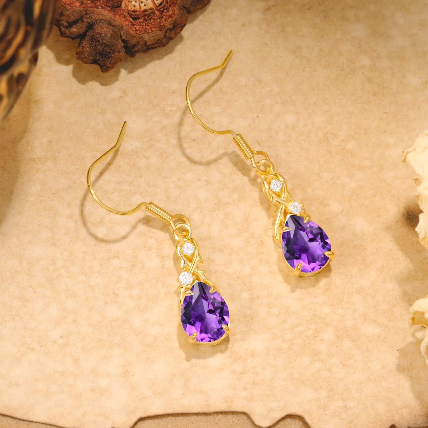 Elegant Pear Cut Amethyst Earrings