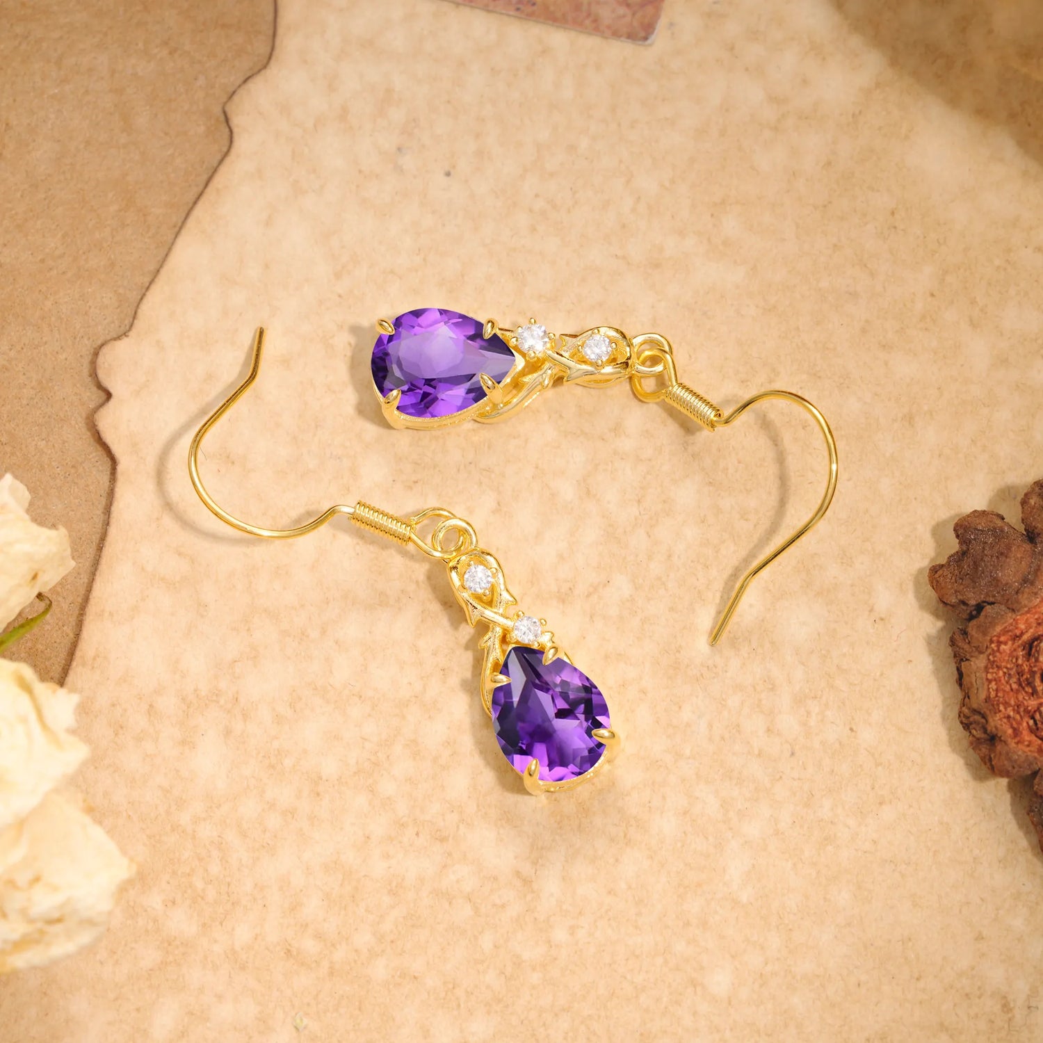 Elegant Pear Cut Amethyst Earrings
