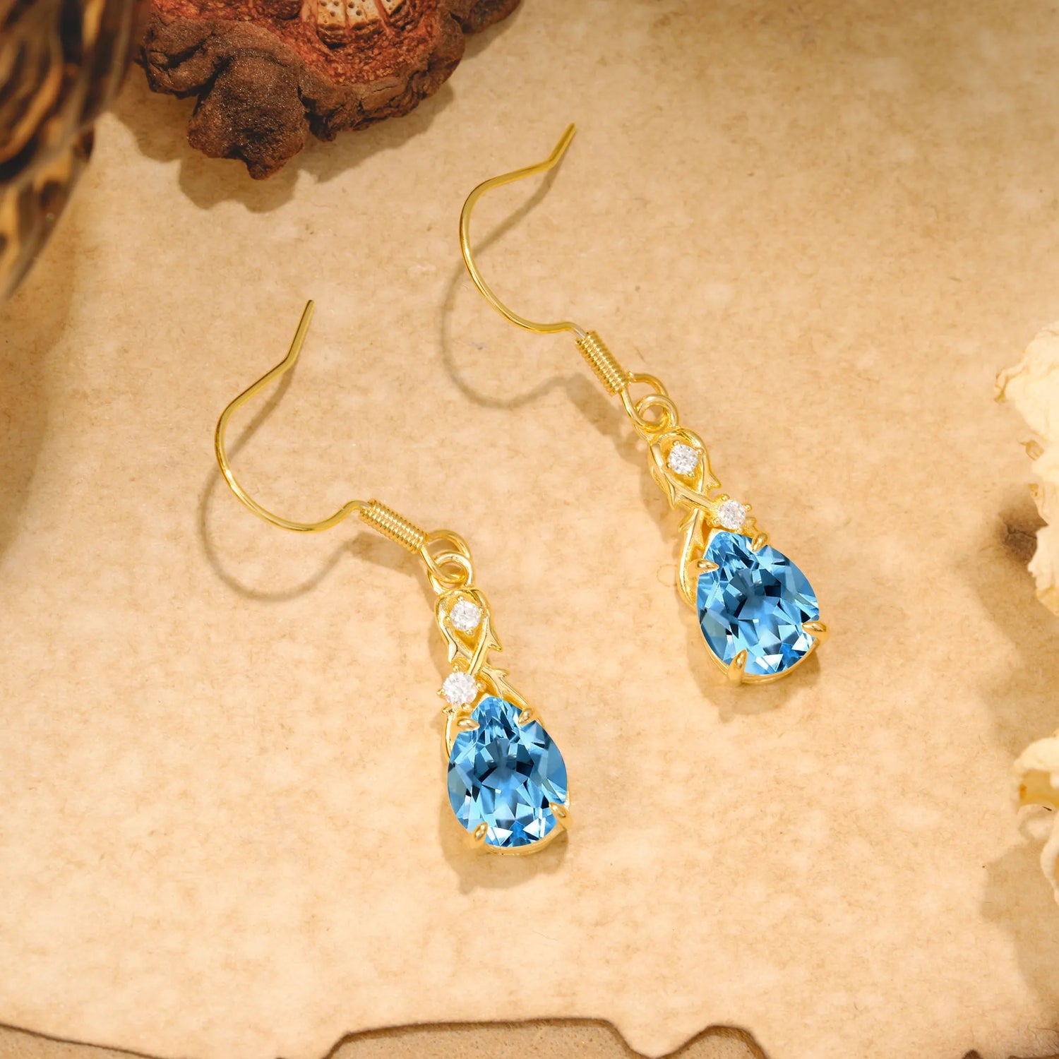 Elegant Pear Cut Aquamarine Earrings