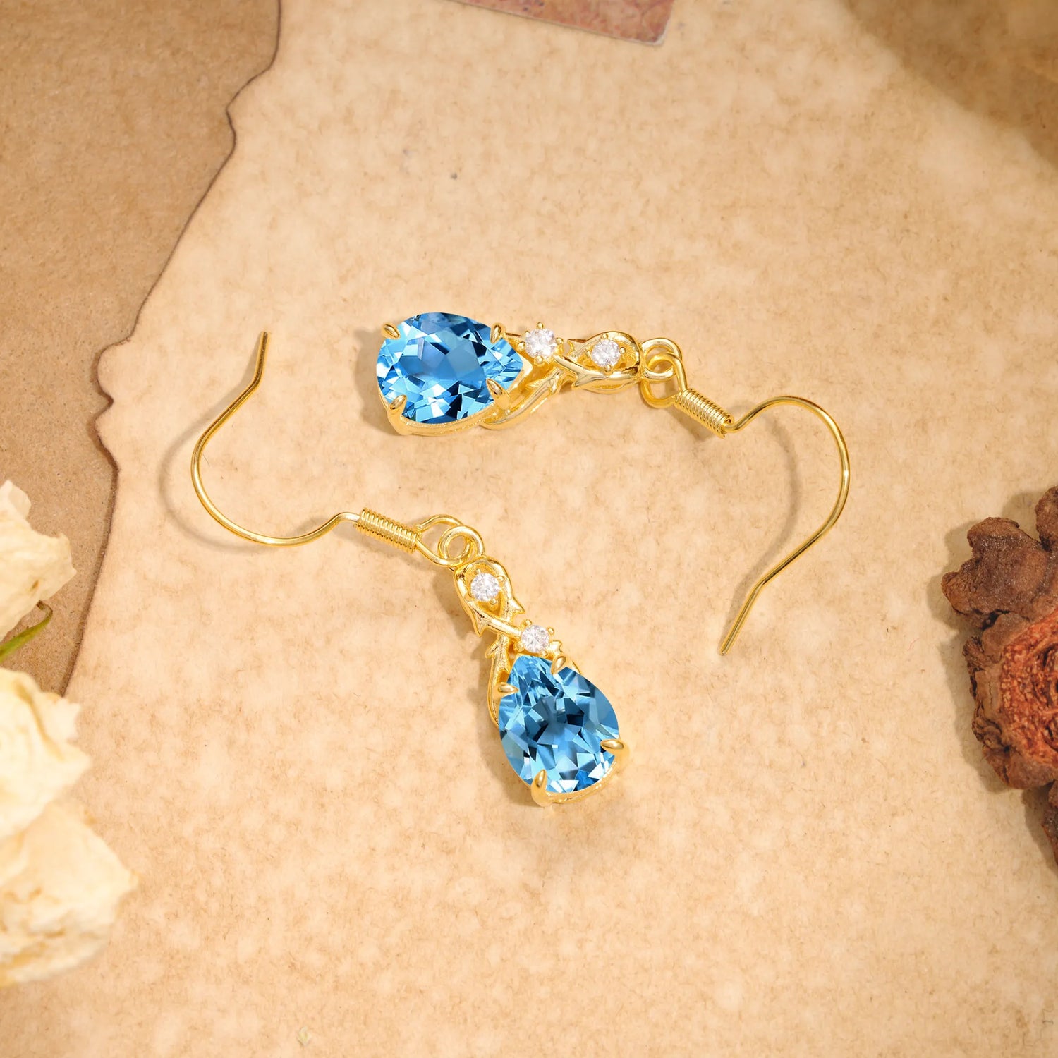 Elegant Pear Cut Aquamarine Earrings