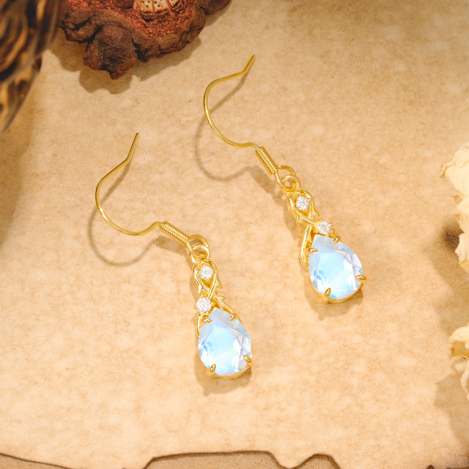 Elegant Pear Cut Moonstone Earrings