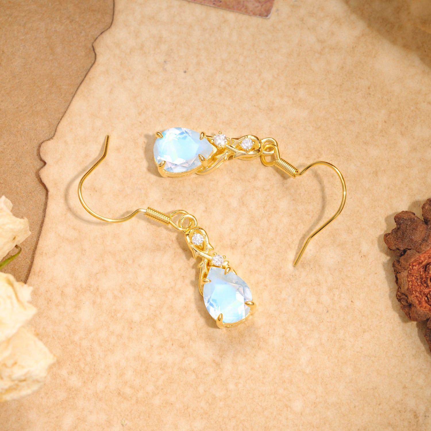 Elegant Pear Cut Moonstone Earrings
