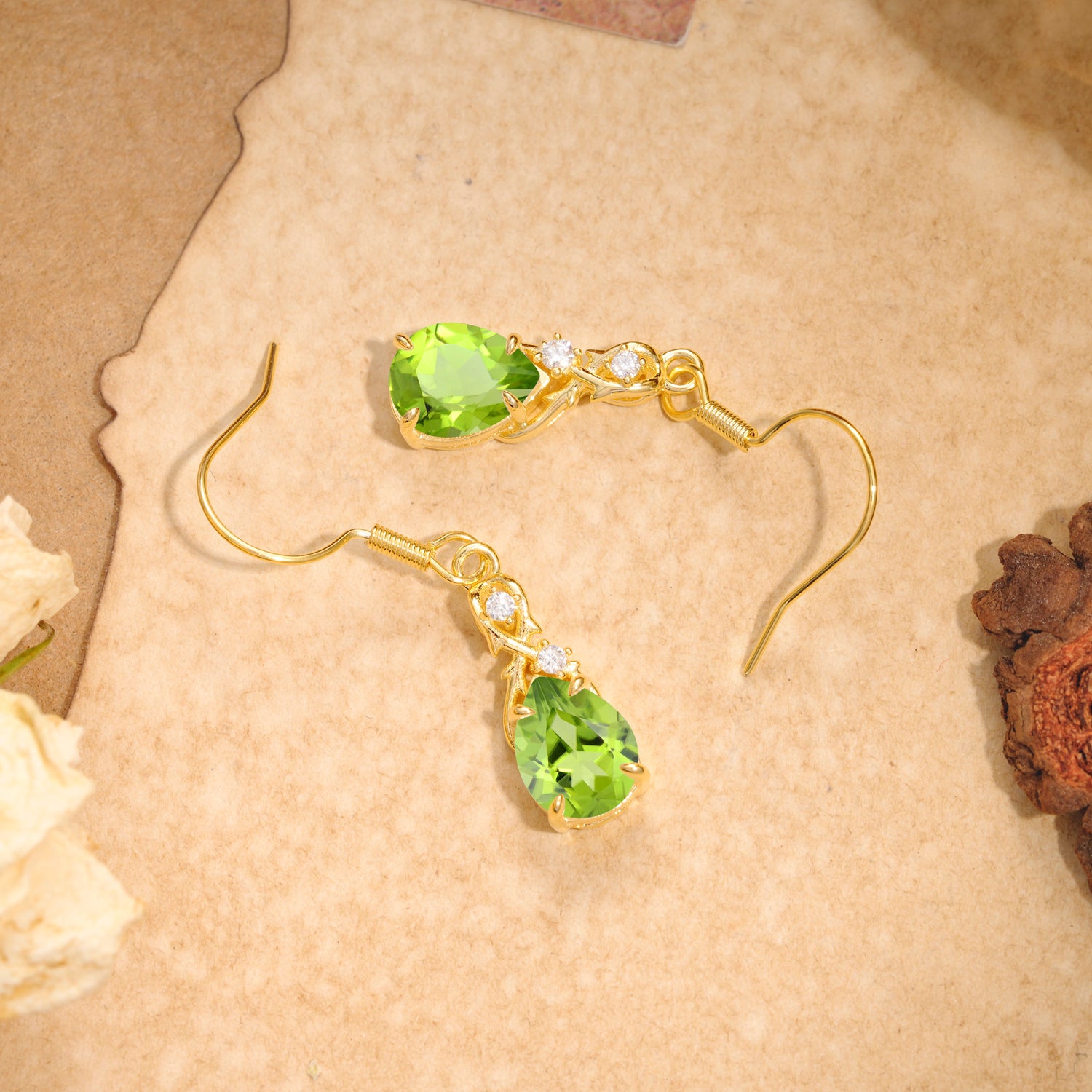 Elegant Pear Cut Peridot Earrings