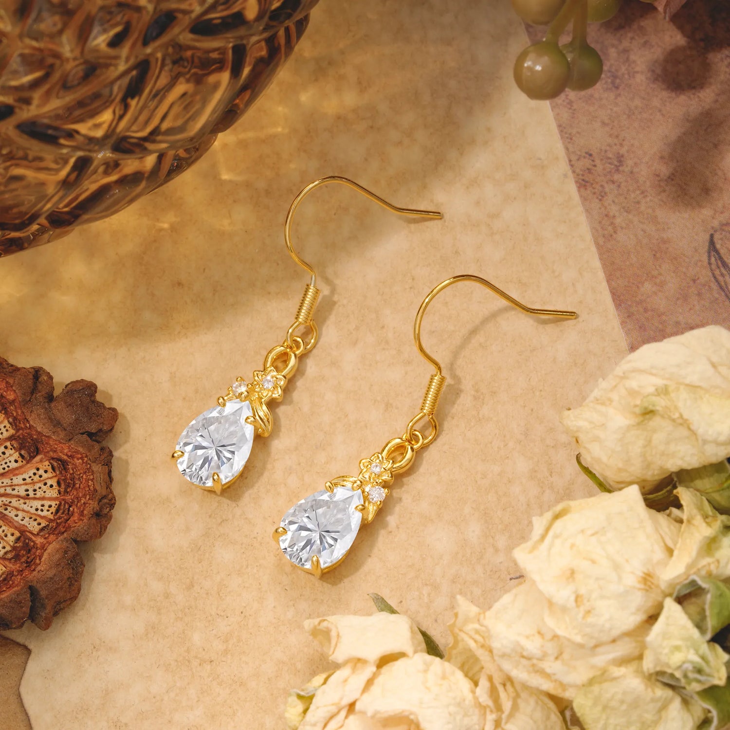 Lightweight 5 Prong Teardrop Moissanite Earrings - Bridal Jewelry for Wedding & Engagement