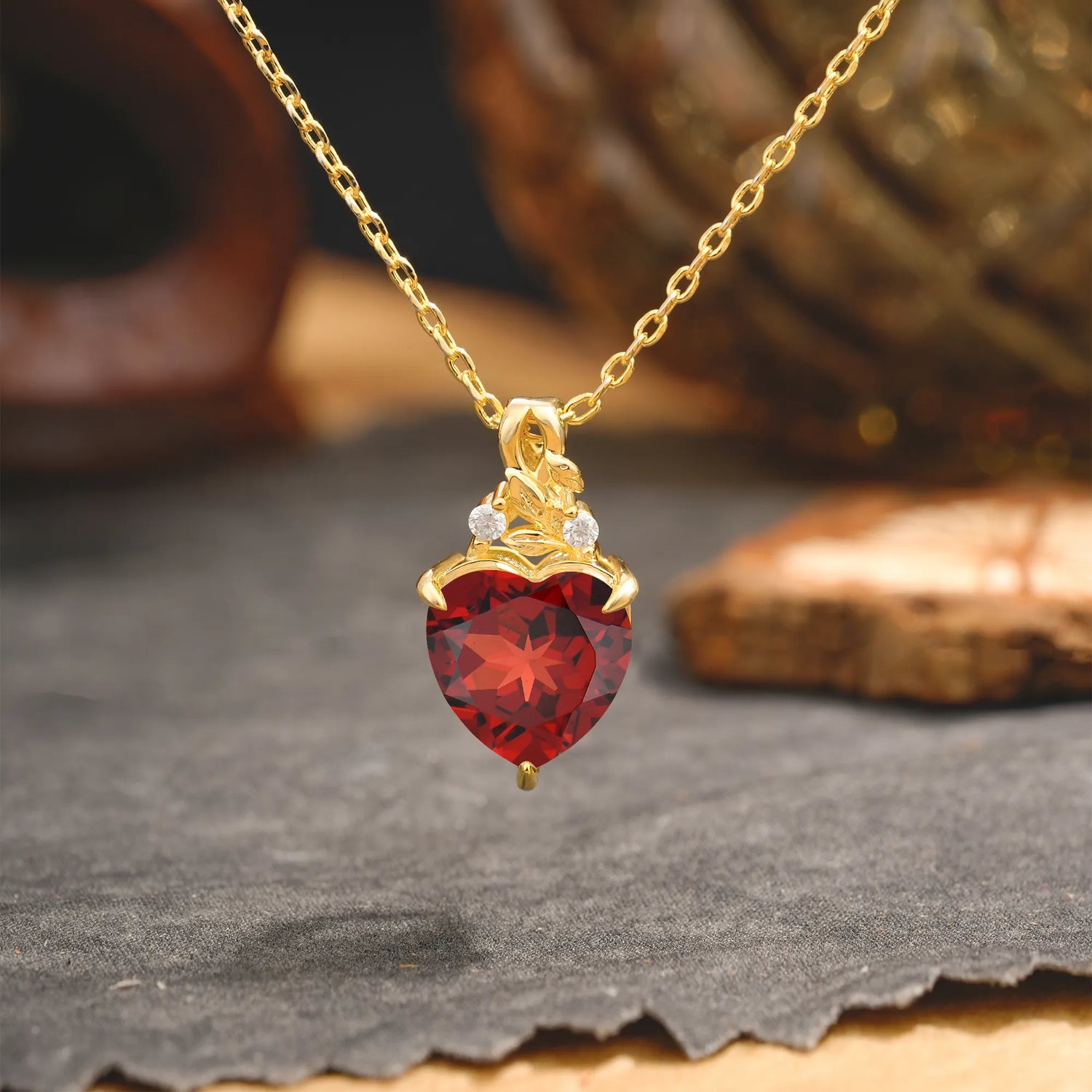 Heart Cut Garnet Pendant Necklace Valentine’s Day Gifts For Women