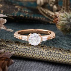 1 Carat Moissanite Engagement Ring Side Stone Promise Ring