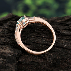 1 Carat Moss Agate Engagement Ring Side Stone Promise Ring