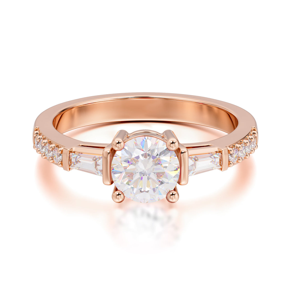 1 Carat Moissanite Engagement Ring Side Stone Promise Ring