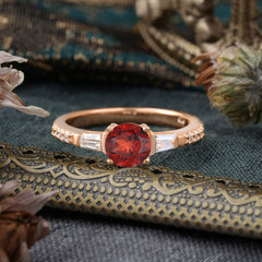 1 Carat Garnet Engagement Ring Side Stone Promise Ring