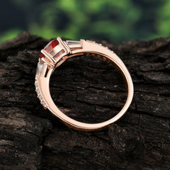 1 Carat Garnet Engagement Ring Side Stone Promise Ring