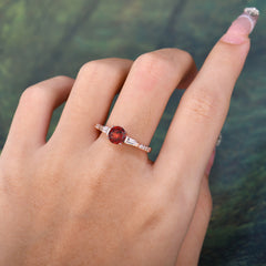 1 Carat Garnet Engagement Ring Side Stone Promise Ring