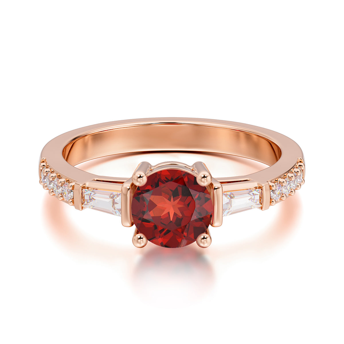 1 Carat Garnet Engagement Ring Side Stone Promise Ring