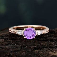 1 Carat Amethyst Engagement Ring Side Stone Promise Ring