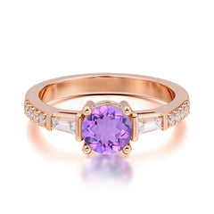 1 Carat Amethyst Engagement Ring Side Stone Promise Ring