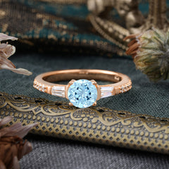 1 Carat Aquamarine Engagement Ring Side Stone Promise Ring