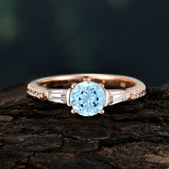 1 Carat Aquamarine Engagement Ring Side Stone Promise Ring