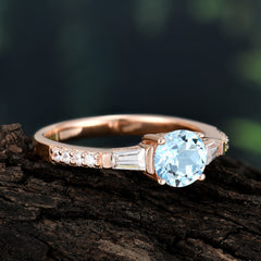 1 Carat Aquamarine Engagement Ring Side Stone Promise Ring