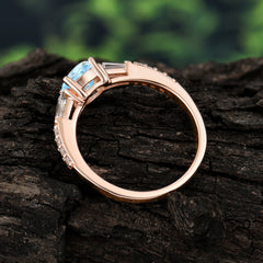1 Carat Aquamarine Engagement Ring Side Stone Promise Ring