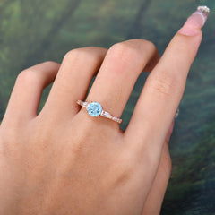 1 Carat Aquamarine Engagement Ring Side Stone Promise Ring