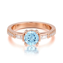 1 Carat Aquamarine Engagement Ring Side Stone Promise Ring