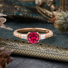 1 Carat 4 Prong Ruby Engagement Ring Side Stone Promise Ring