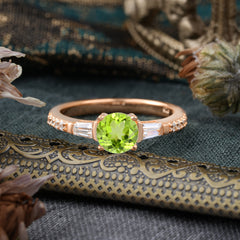 1 Carat Peridot Engagement Ring Side Stone Promise Ring