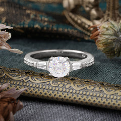 1 Carat Moissanite Engagement Ring Side Stone Promise Ring