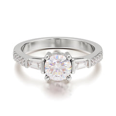 1 Carat Moissanite Engagement Ring Side Stone Promise Ring