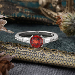 1 Carat Garnet Engagement Ring Side Stone Promise Ring