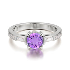 1 Carat Amethyst Engagement Ring Side Stone Promise Ring