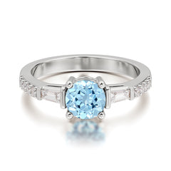 1 Carat Aquamarine Engagement Ring Side Stone Promise Ring