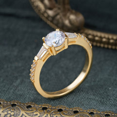1 Carat Moissanite Engagement Ring Side Stone Promise Ring