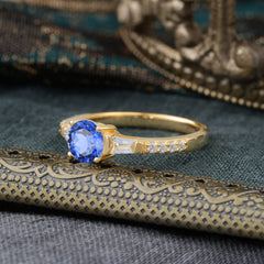 1 Carat 4 Prong Sapphire Engagement Ring Side Stone Promise Ring