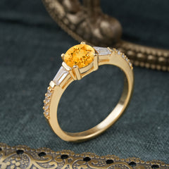 1 Carat Citrine Engagement Ring Side Stone Promise Ring