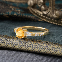 1 Carat Citrine Engagement Ring Side Stone Promise Ring