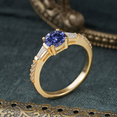 1 Carat Tanzanite Engagement Ring Side Stone Promise Ring