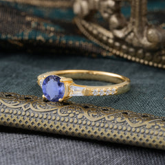 1 Carat Tanzanite Engagement Ring Side Stone Promise Ring