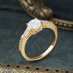 1 Carat 4 Prong Lab Diamond Engagement Ring Side Stone Promise Ring