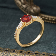 1 Carat Garnet Engagement Ring Side Stone Promise Ring