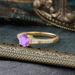 1 Carat Amethyst Engagement Ring Side Stone Promise Ring