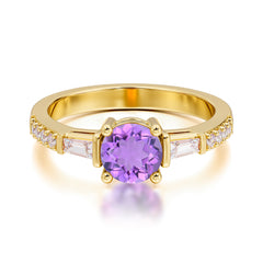 1 Carat Amethyst Engagement Ring Side Stone Promise Ring