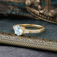 1 Carat Aquamarine Engagement Ring Side Stone Promise Ring