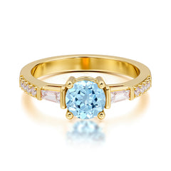 1 Carat Aquamarine Engagement Ring Side Stone Promise Ring